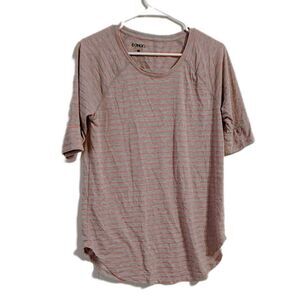 Bongo Men's Pink and Gray Striped Tee